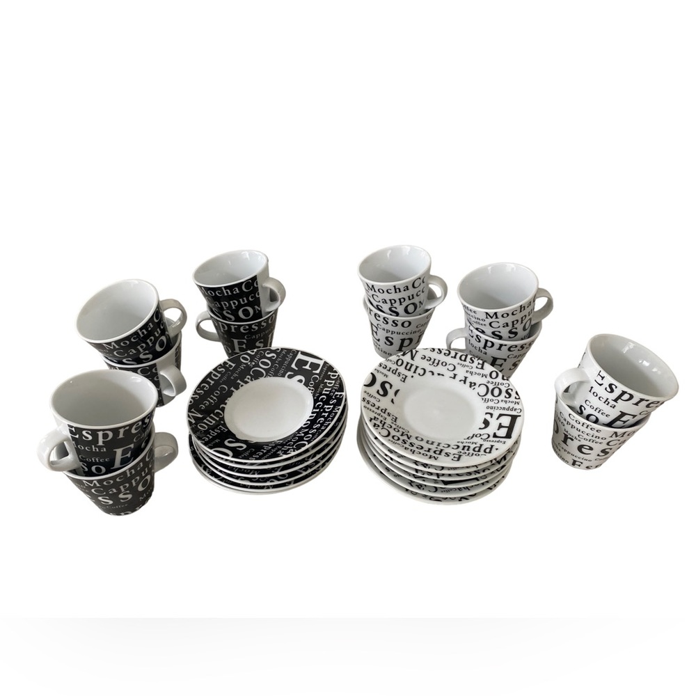 Set of 11 Espresso Cups with Saucers - Toscana